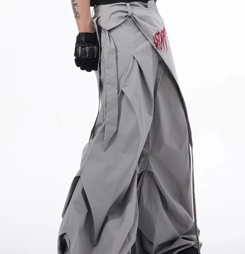 Boys' wide-leg pants in solid black or grey with refined Korean style design