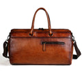Handmade retro leather bag in vintage brown with large capacity.