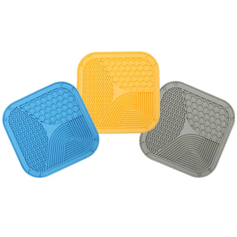Silicone anti-choke dog licking pad in gray large size for slow feeding