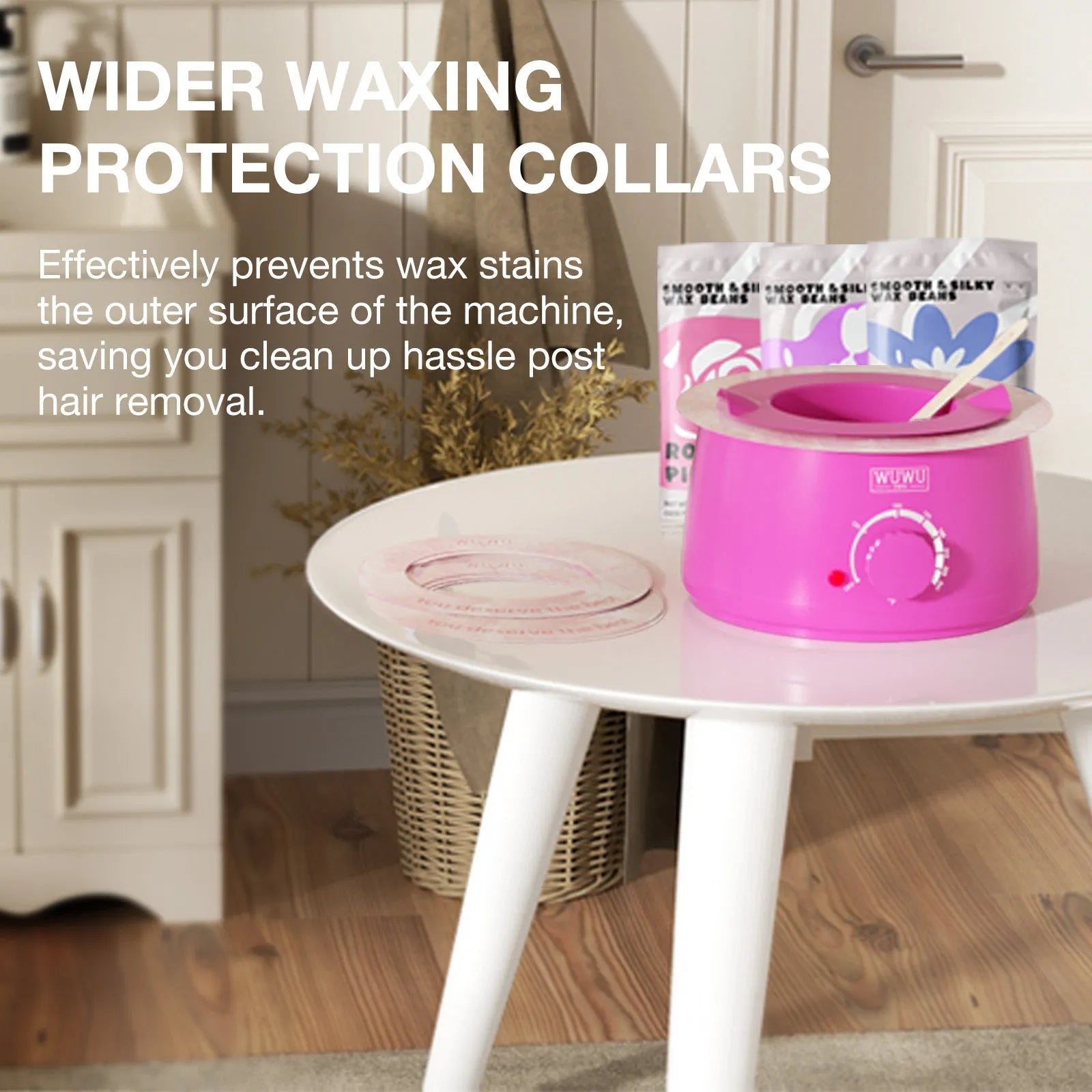 Professional waxing kit with wax warmer, hard wax beans, applicators, and aftercare products for hair removal.