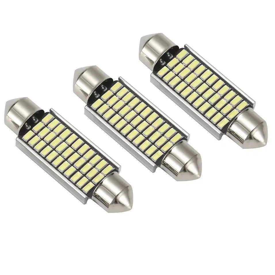 White aluminium car roof light with double pointed tip design for interior and licence plate illumination