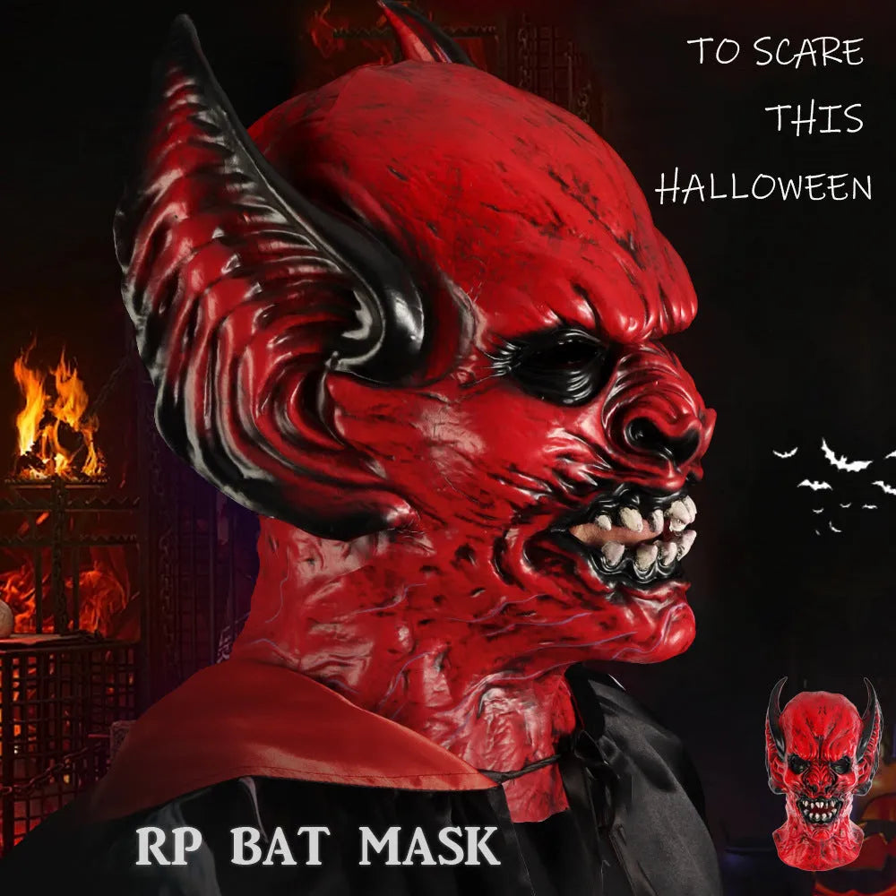 Red RP foam bat head cover horror mask for Halloween and Christmas party dress up