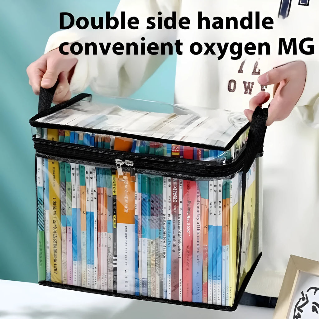 Large foldable PVC water buggy bag with transparent panels showing storage capacity for magazines and stationery