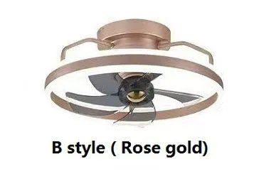 Modern flush mount ceiling fan with integrated light, 500mm diameter with acrylic shade and PC blades.