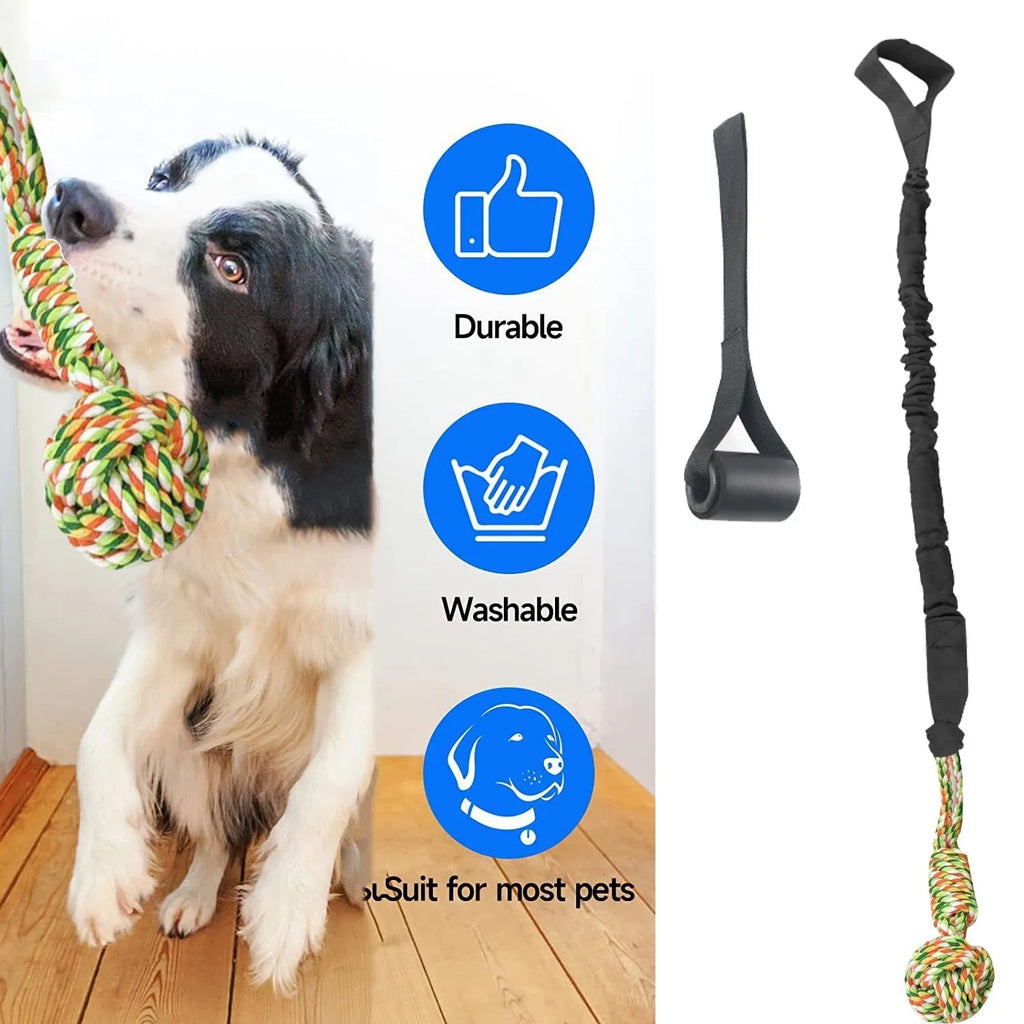 Cotton rope dog toy for tug of war games and grinding, available in black, grey or red colours