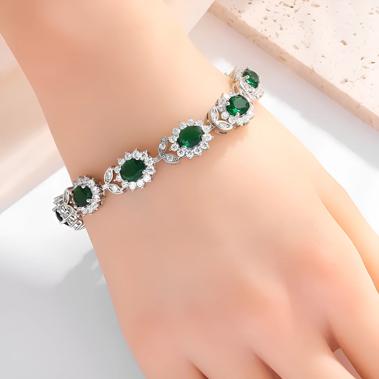 Simple inlaid zircon bracelet for women in environmentally friendly alloy, showing one of nine colour options.