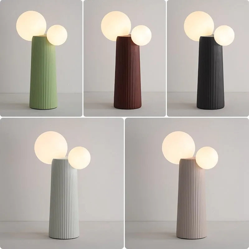 Modern minimalist cactus table lamp with resin base and PE lampshade in beige, 40 cm height