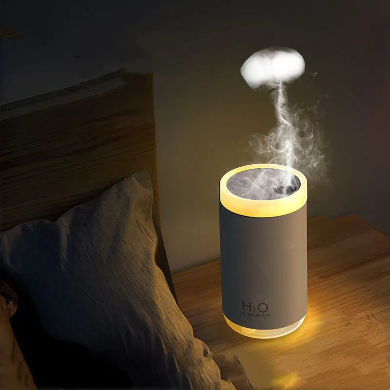 Jellyfish-shaped humidifier with warm night light and smoke ring mist output