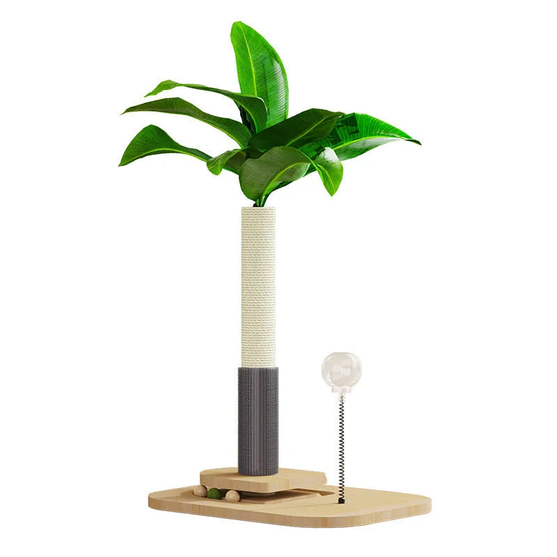Vertical wooden cat scratching post in canna colour with chamfered edges