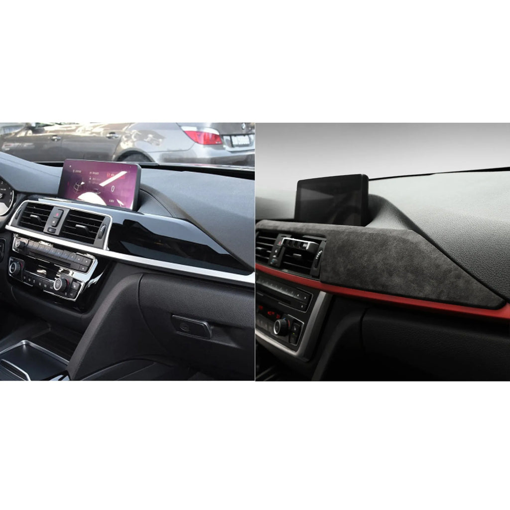 BMW 3 Series F30 Alcantara suede central control instrument trim in dark grey, 660x93x50mm, with 3M adhesive backing