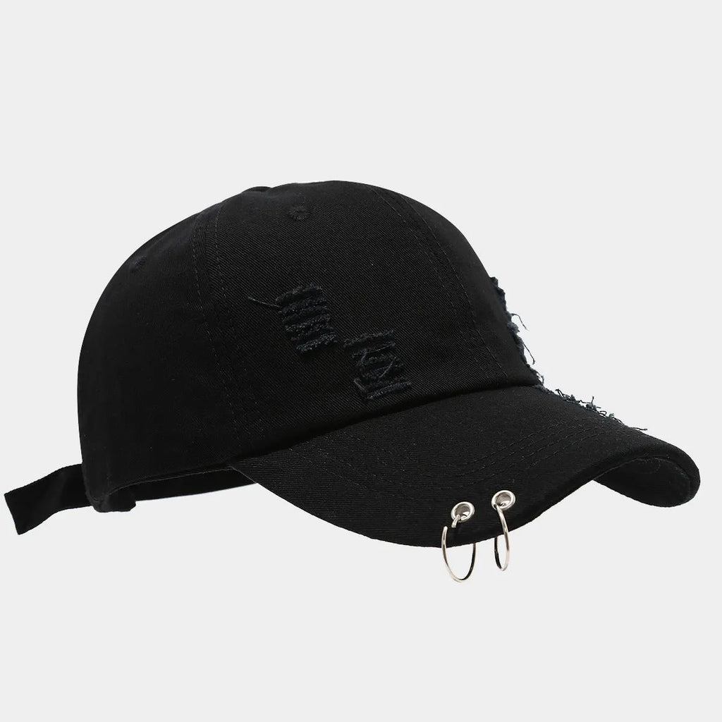 Men's adjustable denim peaked cap with dome crown in light blue colour