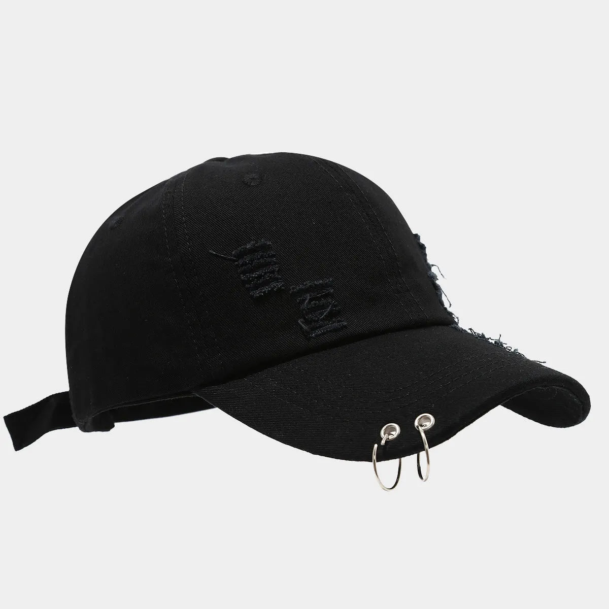 Men's adjustable denim peaked cap with dome crown in light blue colour