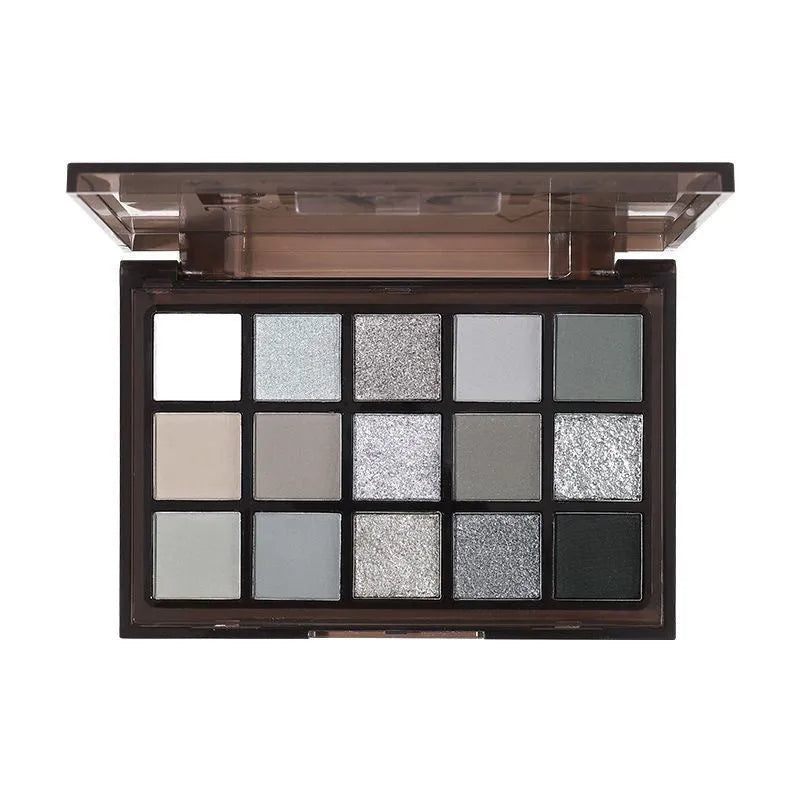 15-colour matte shimmer eye shadow palette with brown blue shades for smoky makeup