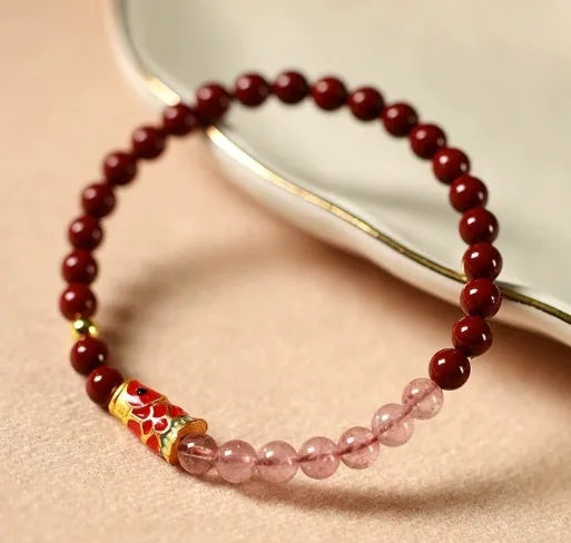 Hand-woven unisex bracelet with purple gold sand and koi pendant in retro style