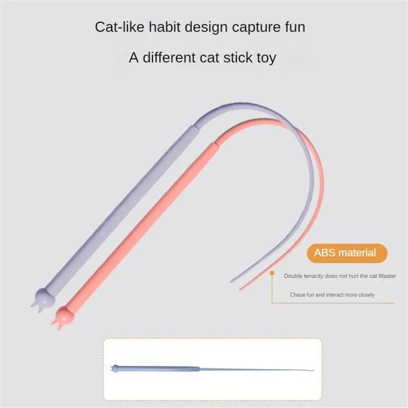 Blue cat teaser stick with silicone mouse tail and ABS handle for interactive play