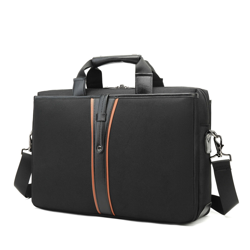 Black single-shoulder laptop backpack made of Oxford cloth with soft handle, 15 inch size