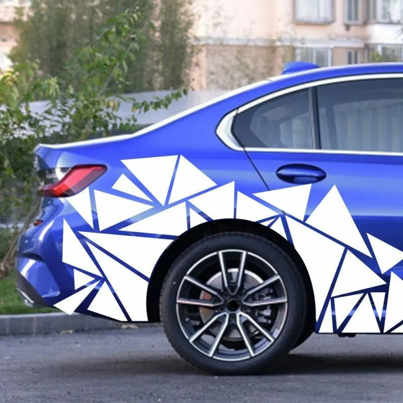 Large black geometric-pattern car sticker sheet for vehicle waistline modification