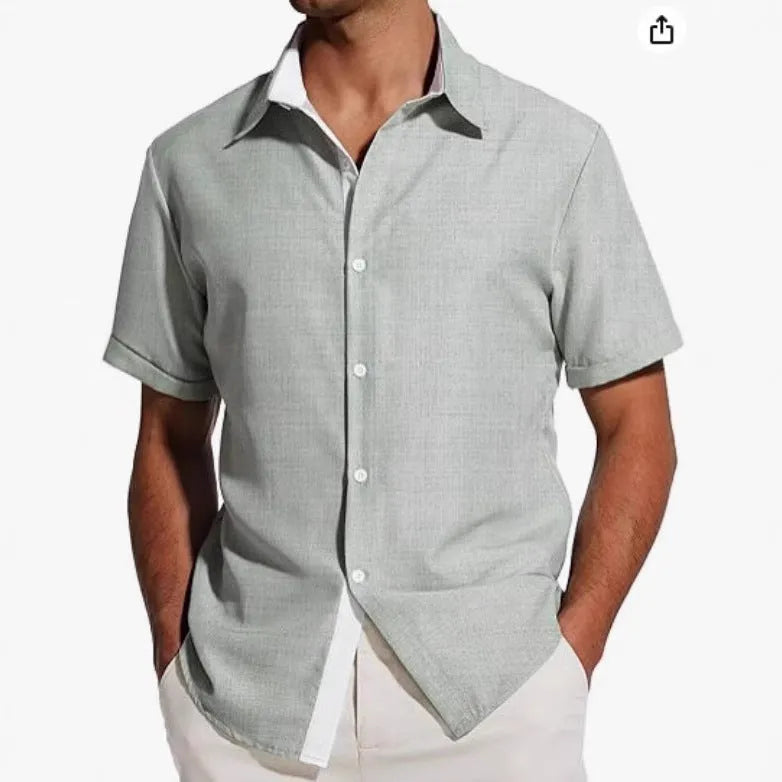 Men's floral print short-sleeved shirt in lightweight polyester fabric available in multiple colours