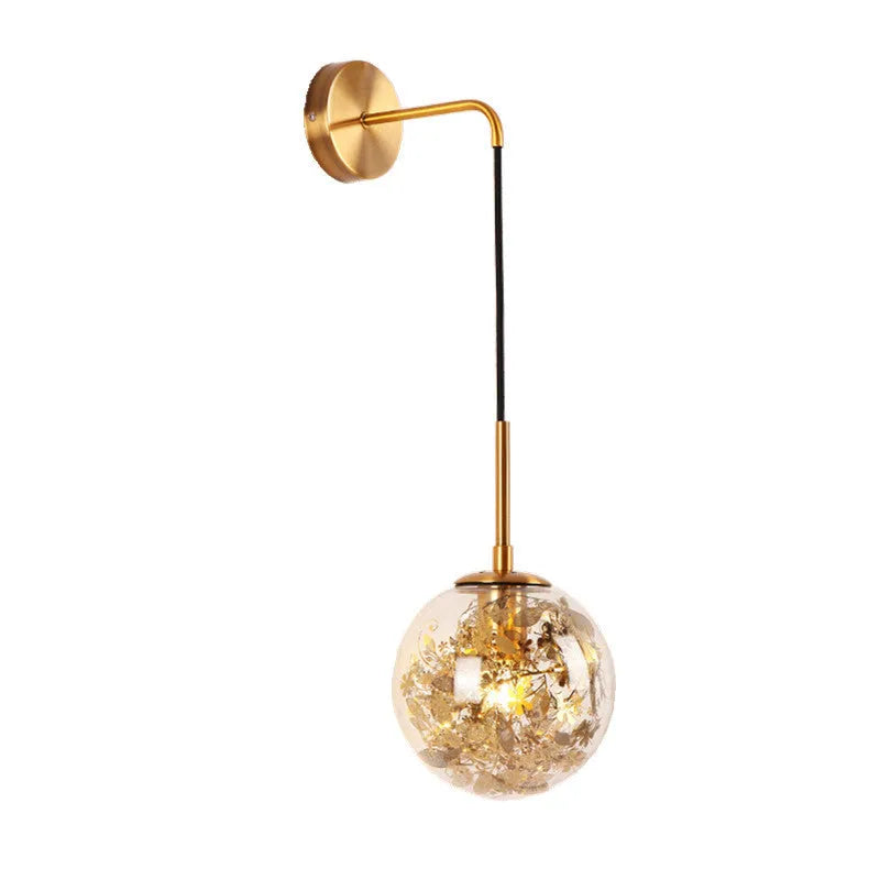 Modern glass shade wall lamp in gold or silver finish for bedside lighting