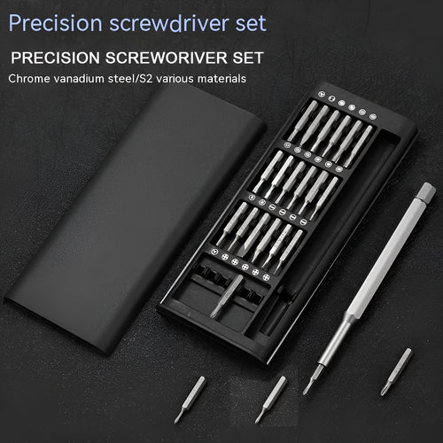 24 in 1 magnetic precision screwdriver set with chrome vanadium steel bars and choice of aluminium or plastic handles