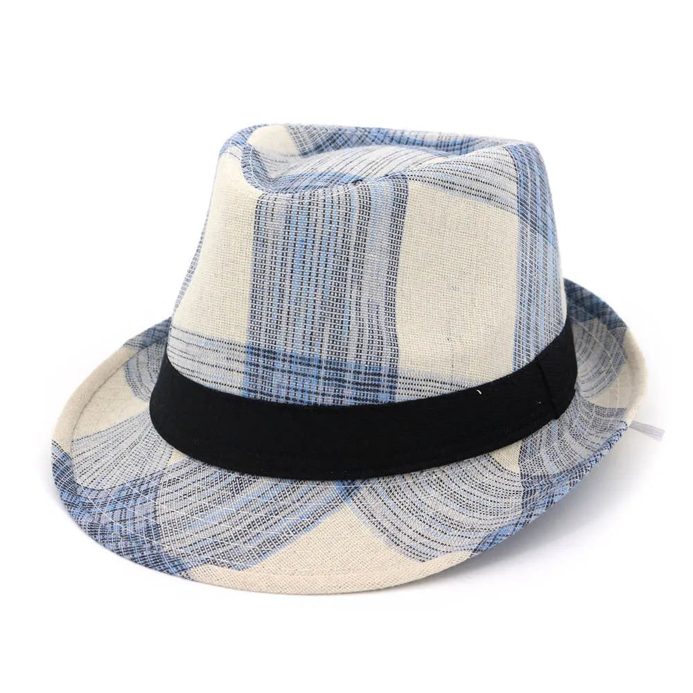 Men's and women's outdoor straw sun hat with 4.5cm brim in black or blue colour
