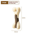 Eating and Playing Series bone-shaped dog chew toy in two sizes, made from brown cowhide and nylon.