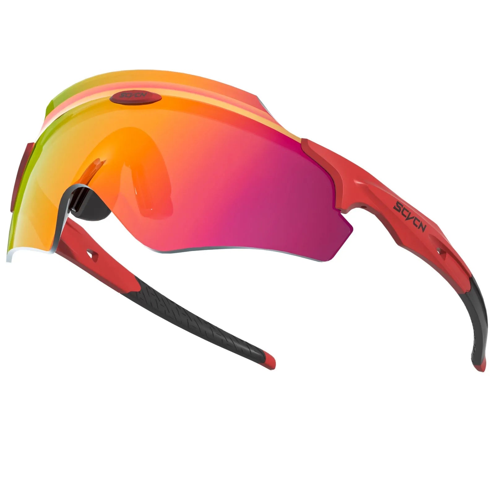 Frameless athletic glasses with colourful integrated lens and windproof design for sports