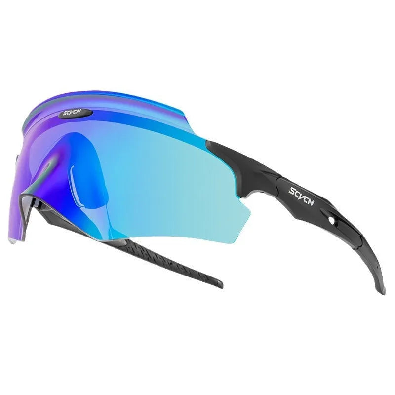 Frameless athletic glasses with colourful integrated lens and windproof design for sports
