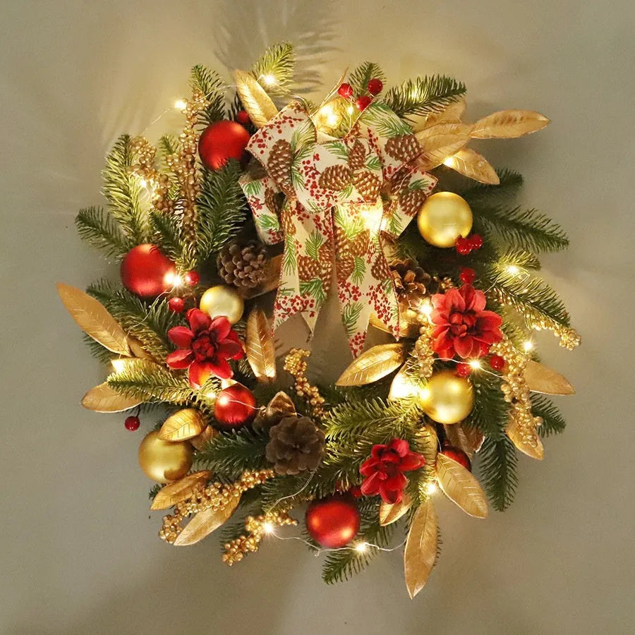 Christmas garland decorations in American country style with stair wall hanging and lit options