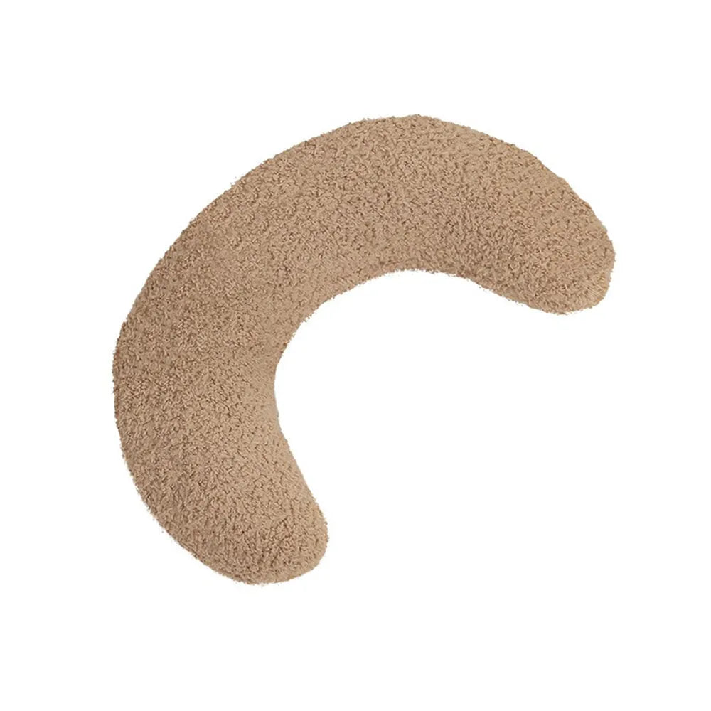 U-shaped blue cat pillow with adjustable fabric collar for pet neck support
