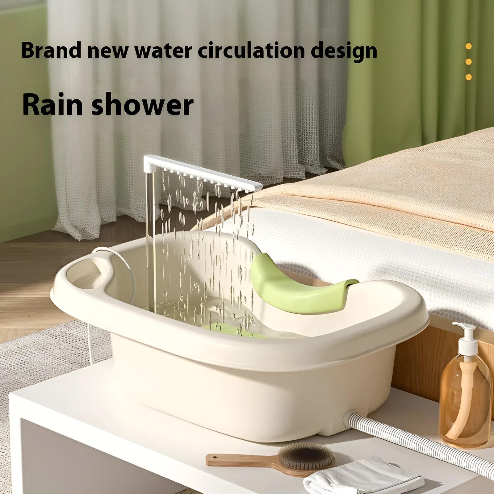 Portable plastic shampoo basin with neck pillow and water pump for bed hair washing