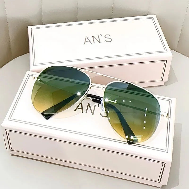 Metal frame aviator sunglasses with resin lenses in multiple colour options for driving and riding