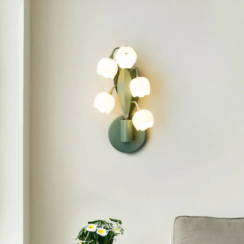 Modern French pastoral wall lamp with Nordic style PC shade and green tricolour light