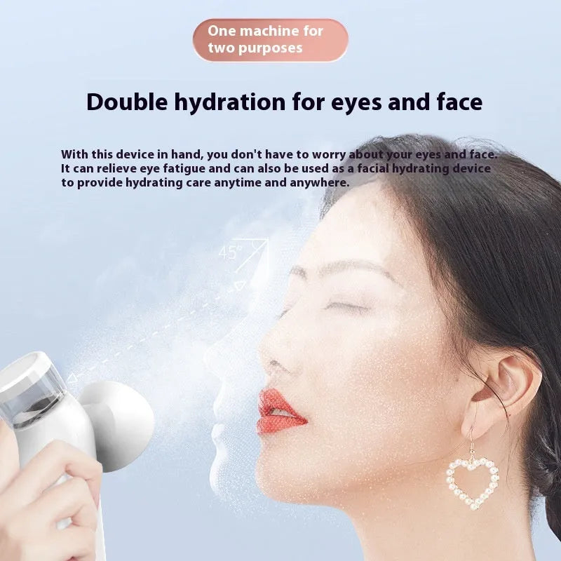 White rechargeable portable eye care device with warm compress function and included eye mask