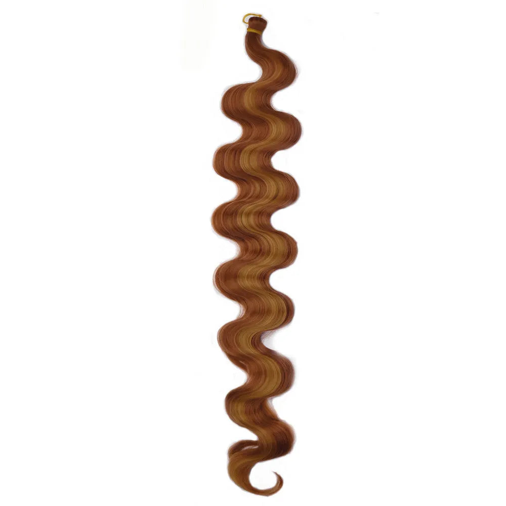 Wine red big wave synthetic hair crochet extension measuring 24 inches long