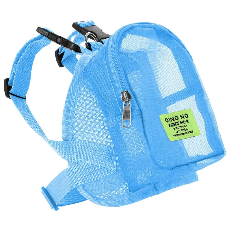 Solid colour breathable polyester backpack for dog walking essentials