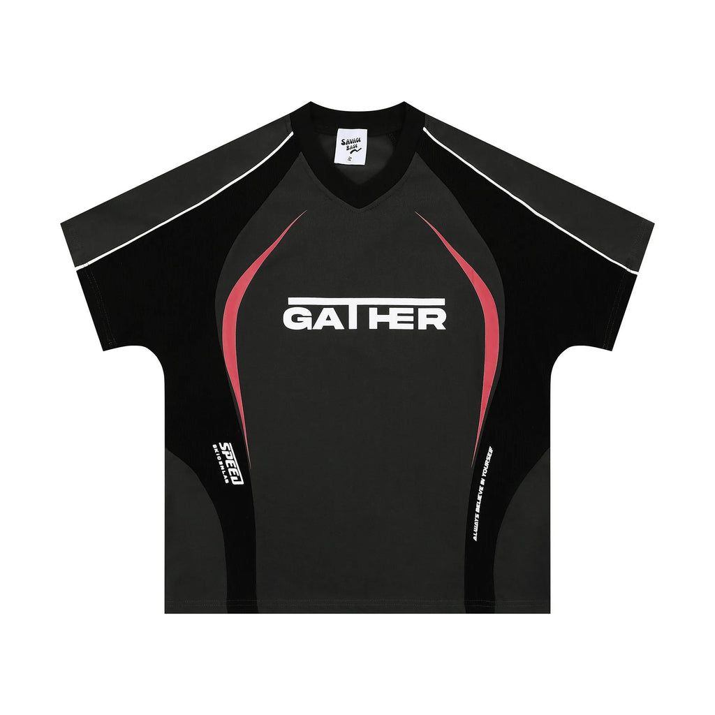 Men's loose t-shirt with colour matching letters print in black or apricot colours