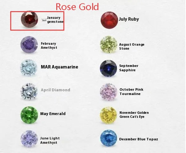 Zircon birthstone pendant necklace on titanium steel chain in silver, gold, or rose gold.
