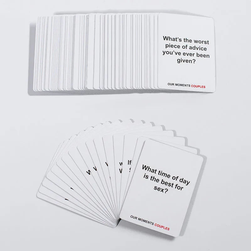 Black box of Our Time Lovers Edition coated paper communication cards for couples, showing 9x6.5x3.5 cm dimensions.
