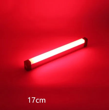 Blue and purple rechargeable LED tube light stick with dimmable RGB settings for photography and room ambience.