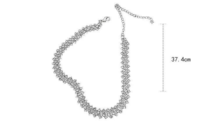 Full rhinestone necklace clavicle chain silver geometric diamond processing alloy women