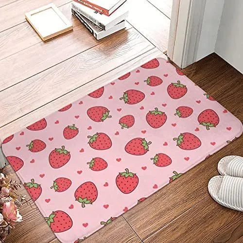 Modern square polyester flannel floor mat showing coastal starfish print design on a wooden floor.
