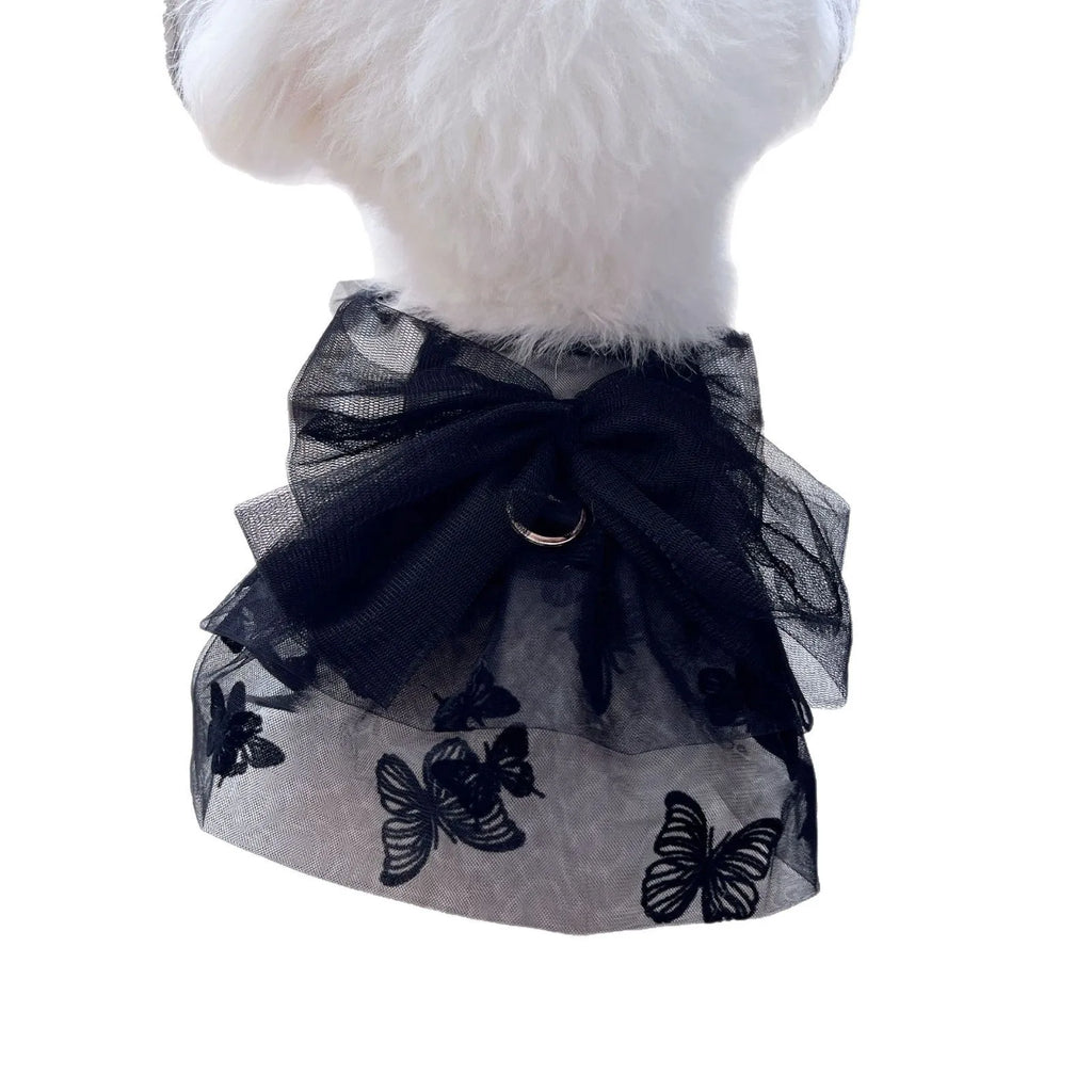 Black gauze princess tulle skirt pet costume for small dogs and cats on size chart