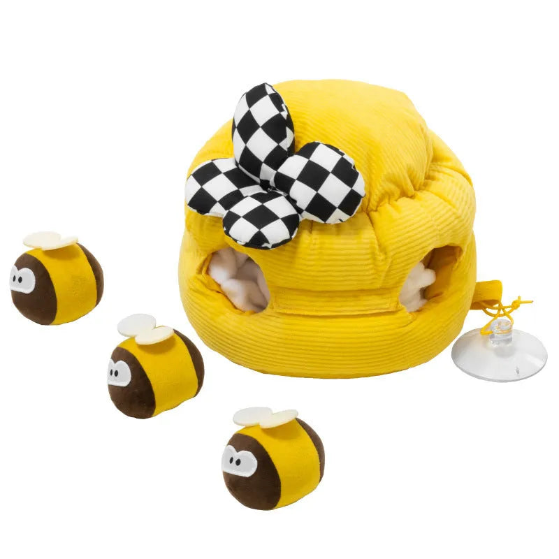 Pet dog food hiding educational toy in honey-digging pattern with sound bees for slow feeding