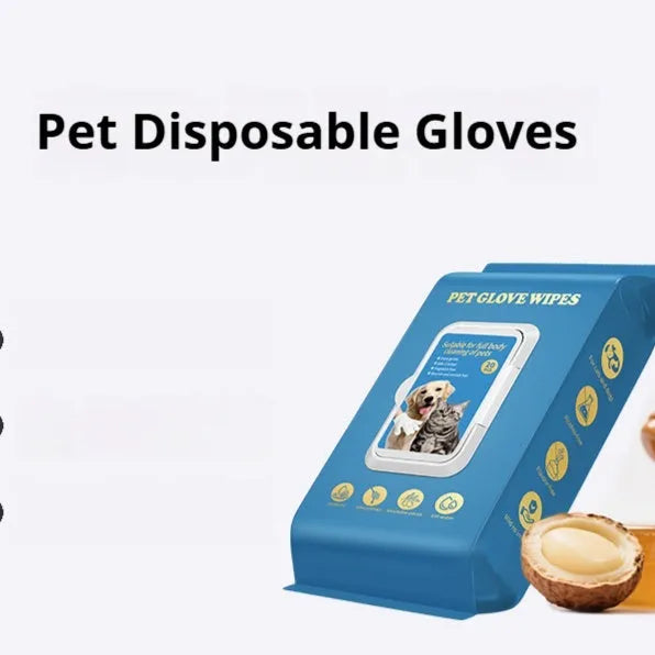 Disposable polyethylene pet gloves for cat and dog bath cleaning in multiple pack options