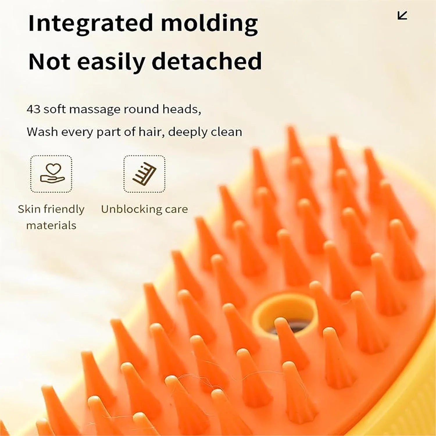 Rechargeable cat steam brush with silicone bristles in green or yellow colour