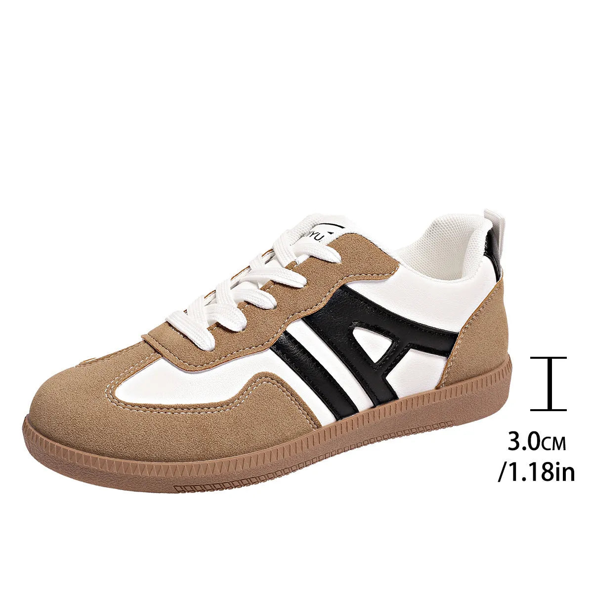 Retro women's jogging shoes in black with lace-up front, cross strap, and platform heel design