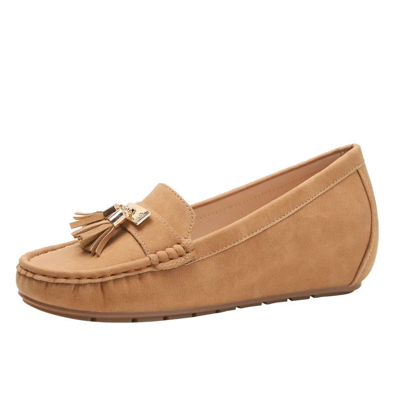 Women's flat heel height increasing insole shoes in artificial PU available in multiple colours with 3-5cm lift