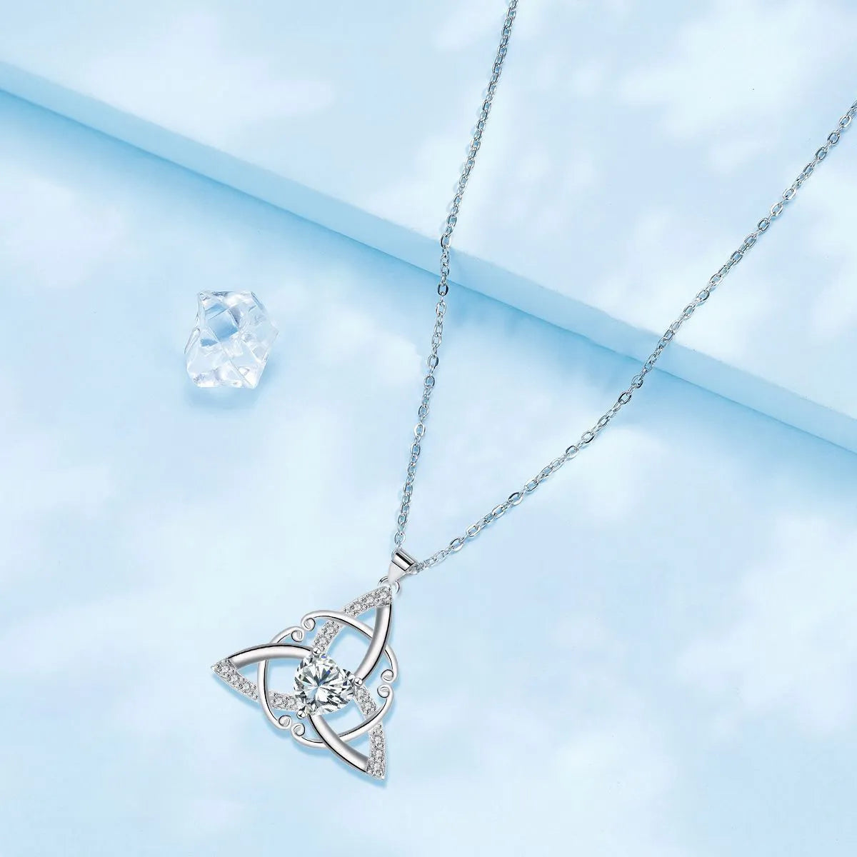 Celtic knot necklace for women with geometric design in four colour options