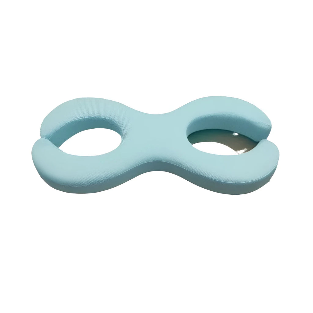 Cylindrical blue memory foam cervical traction pillow showing 6cm and 9cm thickness options